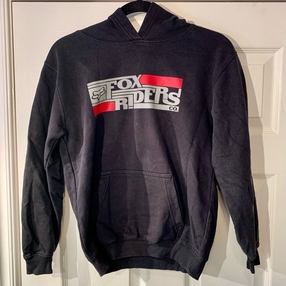 FOX RACING Hoodie Kids KL Black Fox Riders Company Pull Over Jacket Unisex - Picture 1 of 7